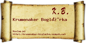 Krumenaker Boglárka névjegykártya